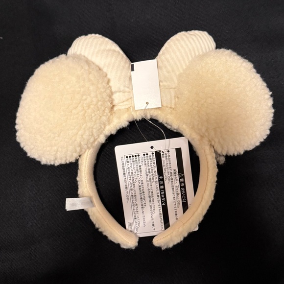 Tokyo Disney Resort Minnie Mouse Sherpa Ears Headband Off White - Picture 2 of 2
